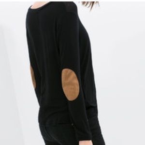 Zara Black Sweater with Elbow Patches
